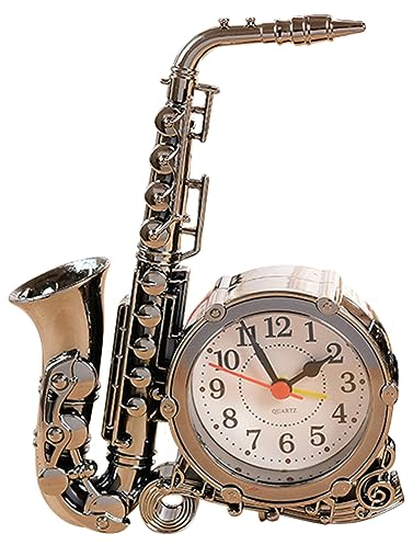Yardwe Musik-tischuhr Neuheit Schreibtischuhr Desktop-Uhr Kreativ Retro-wecker Klassische Uhr Retro-Desktop-Uhr Uhr Fürs Bett Stille Uhr Saxophonuhr Student Plastik Jahrgang