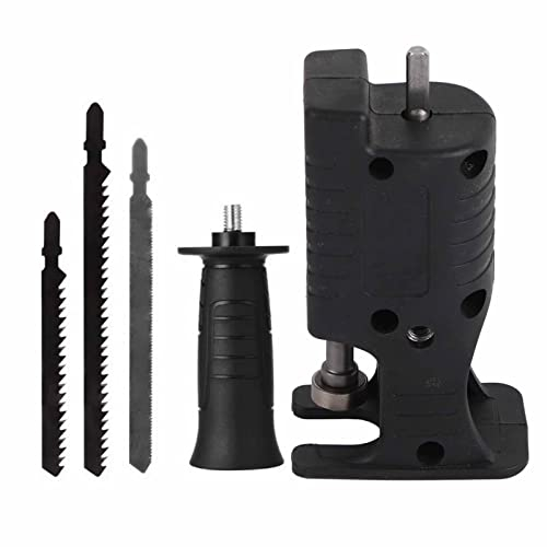 Adaptador de Taladro Eléctrico a Sierra Adaptador de Sierra Recíproca Cabezal de Conversión de Motosierra con 3 Sierras para Corte de Madera y Metal (Negro)