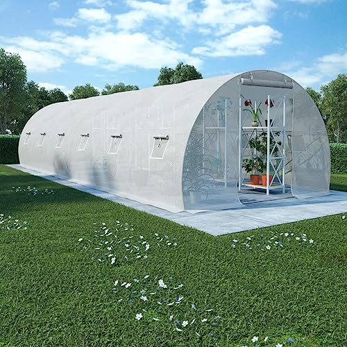 Homgoday Greenhouse Foil Greenhouse Plant House Tomato House Greenhouse Foil Tent Tunnel Greenhouse Cold Frame with Side Windows and Door White 27 m² 900 x 300 x 200 cm