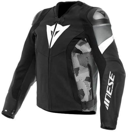 Dainese Avro 5 Motorrad Lederjacke, schwarz/weiß/grau, 54