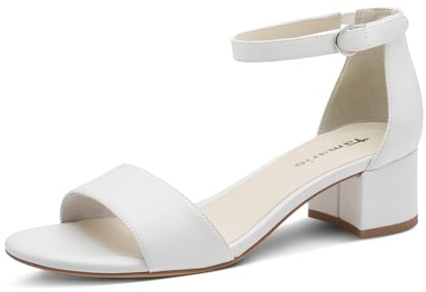 Tamaris Damen Sandaletten, Frauen Sandalen,fashletics,Weiss,braun,grau,rosa,Champagne,Chili patent,Copper,einlege-Sohle,White MATT,42 EU