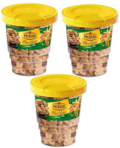 Pickerd Mini Kekse Winter Mix – Dekor Mix Weihnachten - essbare Weihnachtsstreusel – Keksstreusel – weihnachtliche Formen – zum Backen und Dekorieren 3x60g