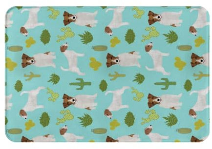 GRatka Paillasson extérieur, paillassons antidérapants d'entrée intérieure, Tapis de Patio extérieur 40x60 cm, Jack Russell Dog Cactus