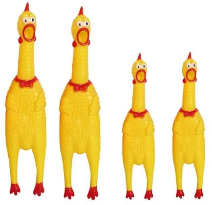GeDiz 4 Stück quietsche Huhn Gummi Schreiend Hühner Spielzeug Gelb Gummi Quietschen Hühner Spielzeug Neuheit und Dauerhaft Gummi Huhn,Dauerhaft Gummi Huhn,Gummi Huhn quietsch