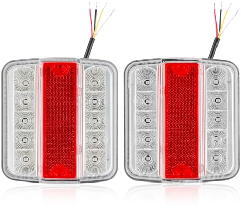 SPARKMOTO 2 x LED Anhängerbeleuchtung Rücklichter Heckleuchten 12V, Rückleuchten PKW Anhänger Wasserdicht,5 Funktionen inkl. Kennzeichenbeleuchtung Blinker Bremslichter Positionslichter Reflektor