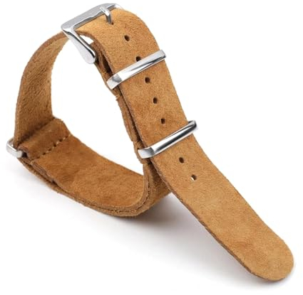 PUCHEN Weiches Wildleder-Armband, 18mm, 20mm, 22mm, 24mm, Nato-Uhrenarmband, Herrenuhr-Zubehör, Hellbraun, 22mm