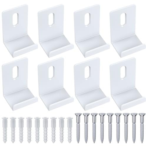 Metall-Spiegel-Clips, schwerer Spiegel für rahmenlose Spiegel-Clips, Wandmontage, Aufhänger für Spiegel, Fliesen, Bilderrahmen, Spiegel, hängende Hardware-Kit (weiß, 1,9 cm)