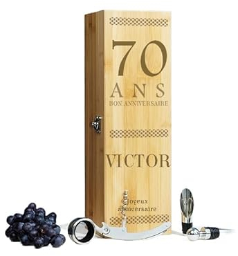 CADEAUX.COM - Coffret Sommelier et Vin pour Homme de 70 ans - Message Personnalisable - Coffret Personnalisé + Vin Haut-Médoc - Cadeau Anniversaire - Cadeau Homme