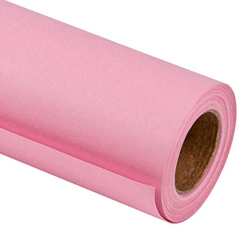 RUSPEPA Rouleau de Papier Kraft Rose - 44,5 cm x 30 m - Papier Recyclable Parfait pour l'Artisanat, l'Art, l'Emballage, l'Emballage, la Poste, l'Expédition, le Calage et les Colis