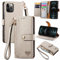 VEEMOS Zipper Wallet Case for Apple iPhone 12 Pro Max Phone Case with Purse Card Holders RFID Blocking Leather Flip Case Book Cover Wrist Strap Women - Gray