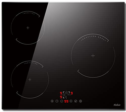 Induktionskochfeld 60cm, 3 Zonen Einbaus Kochfelder mit Power Booster, 9 Leistungsstufen Induktionskochplatte, Touch-Steuerung, 5200W