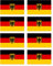 Aufkleber: 100x60 mm, 8 Stück - Flagge - Deutschland - mit Hoheitsabzeichen/mit Adler - DE - für Auto, Koffer, Laptop und mehr