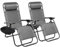 BUYEREMPIRE Zero Gravity Relaxing Chair Set of 2 Reclining & Folding Chair with Cup Holder and Headrest Outdoor Patio Outdoor Indoor Garden Beach Camping Sun Loungers (Grey)