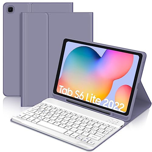 JADEMALL Custodia con Tastiera per Samsung Tab S6 Lite 10.4 2024/2022, Italiano QWERTY Tastiera Magnetica Staccabile con Supporto Pencil per Samsung Galaxy Tab S6 Lite, Viola