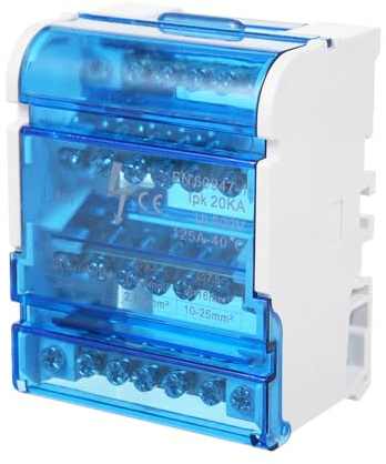 Irfora Scatola di giunzione per morsettiera, scatola di collegamento monofase a 4 livelli, scatola di distribuzione 407, scatola di morsettiera DIN con coperchio trasparente, scatola di protezione di