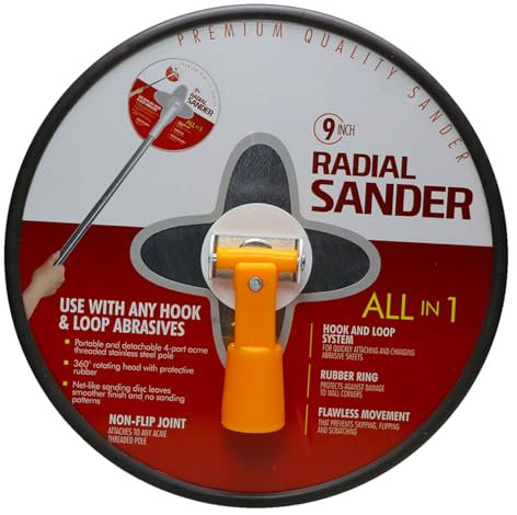 9 Drywall Sander with 360° Swivel Head - Premium Manual Hand Sander for Walls & Ceilings - Hook & Loop Sanding Pad for Smooth Wall Cleaning, Polishing & Drywall Repair
