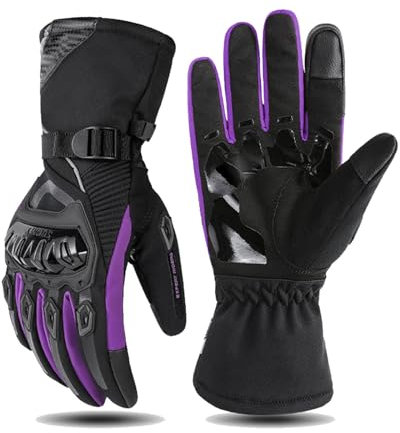 Ordaba Gants de moto 2024 coupe-vent et imperméables - Gants de moto d'hiver anti-chute épais pour homme et femme (violet, taille S)