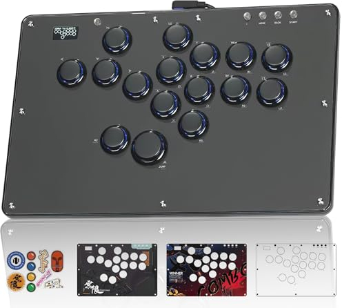 Semaiki Tastiera da gioco U16 All-Button con Custom RGB & Turbo Functions, Arcade Stick Tastiera da gioco per PC/Switch/PS4/PS3, supporta hot-swap e SOCD