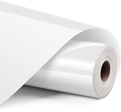 LOKLIK Heat Transfer Vinyl Roll - Iron-On HTV for T-Shirts & Fabrics - Durable Machine Washable Craft Vinyl for Use with Heat Press Machines (White)