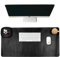 LEATHER VILLAGE -32X16 Real Leather Desk Mat for Desktop & Laptop, with Leather Tray & Tea Coaster, 3mm Thick Desk Cover-Protector-Blotter- Black Color