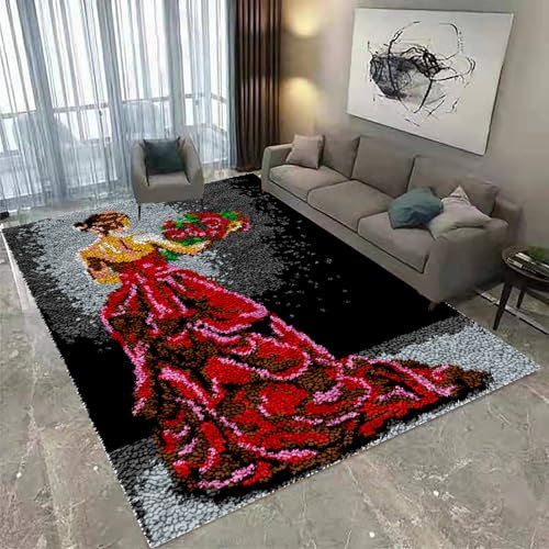 Laegnfho 69 x 102 cm Knüpfteppich Zum Selber knüpfen, Knüpfsets Latch Hook Kit Selbst Knüpfen Set Erwachsene, Knupfer Teppich Selber Machen