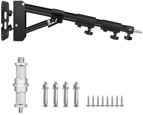 Wall Mount Triangle Boom Arm, Ring Light Mount with 180° Rotation for Studio Photography Fits Video Light, Monolight, Softbox & Reflector, Adjustable 43.3/110cm Heavy Duty Stand