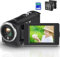 Delmodes Videocámara 2.7K 56MP Cámara de vídeo con zoom digital 16X con luz de relleno LED, videocámara de pantalla LCD de 2.8 pulgadas para YouTube con tarjeta SD de 32 GB, 2 baterías