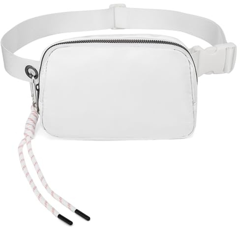 BYYLECL Bauchtasche für Herren und Damen, leicht, wasserabweisend, mit verstellbarem Gürtel, Reißverschluss-Hüfttasche zum Laufen, Wandern, Joggen, Wandern, Reisen, Gürteltasche, weiß