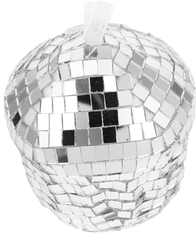 Mipcase Christmas Glass Hanging Decor Silver Disco Cupcake Ornament for Xmas Tree Party Ready Mirror Reflective Pendant Easy to Hang Festive Holiday Decoration