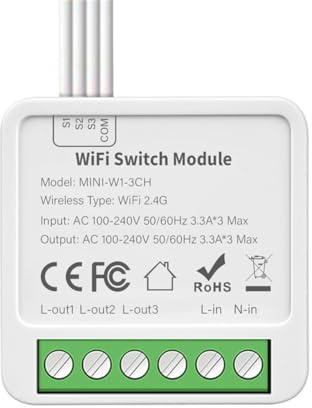 Paaruter Interruptor de Encendido/Apagado de 3 Vías Graffiti Smart WiFi Interruptor Inteligente de Encendido/Apagado de 3 Vías Mini Interruptor de Caja Oculta