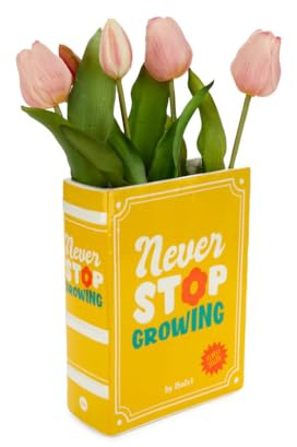 balvi Blumenvase Book Gelb Farbe 2 in 1: Dekorieren Sie mit Büchern und Blumen Keramik