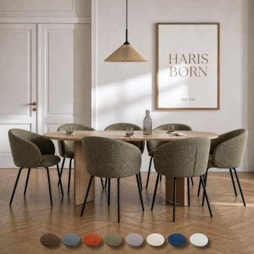 Haris Børn® Esszimmerstühle (8er Set) Grün - Bequeme Polster Esszimmerstühle mit Armlehne - Premium Esstisch Stühle & Wohnzimmer Stühle - Moderne Esszimmerstühle 30 Tage risikofrei testen