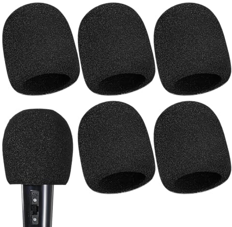 6 Pack Microphone Covers Foam Mic Cover Windscreen for Standard Handheld Microphones, Noise Reduction and Sound Clarity Enhancement