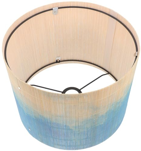 Bambus Lampenschirm 30cm Blau für E27 Hängeleuchten Dekoration | Aquarell Print, Leichtes Design, für Pendelleuchten und Stehlampen, Warmes Licht