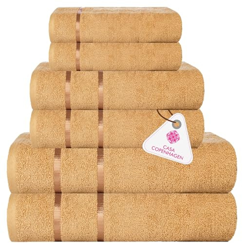 Casa Copenhagen 6er Kleines Badetuch-Geschenkset, 600 g/m², Beige