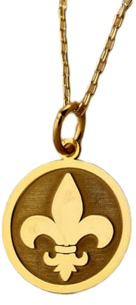 WORLD WIDE GEMS Collier en argent sterling 925, chaîne de 45,7 cm (18 pouces), pendentif fleur de lys, pendentif fleur de lys, bijou fait main plaqué or, 24 mm de hauteur | Réf. WW_PNK_01431