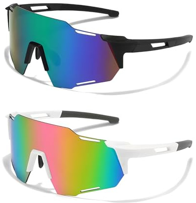 Yuwnd 2 Stück Schnelle Brille, Fahrradbrille, Winddicht Schnelle Brille Rave, Sport Ski Sonnenbrille Rennrad Brille Laufbrille für Herren Damen Rennrad Fahrrad Golf Outdooraktivitäten