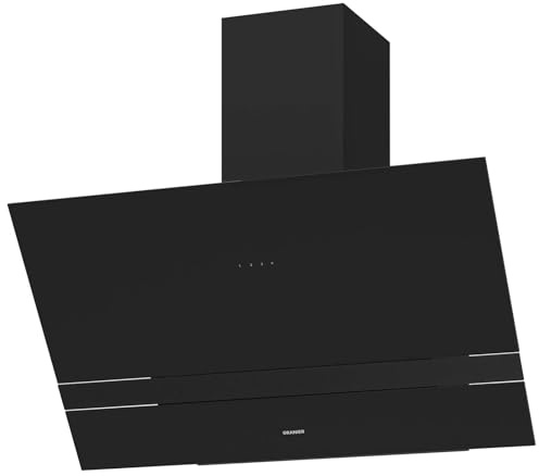 Oranier Kopffrei Dunstabzugshaube 90 cm ALIS - Schwarz Glas Wandhaube mit Schacht inkl. Plasmafilter - Umluft Abluft umstellbar - LED Küchenhaube mit Touch Bedienung & 3 Leistungsstufen