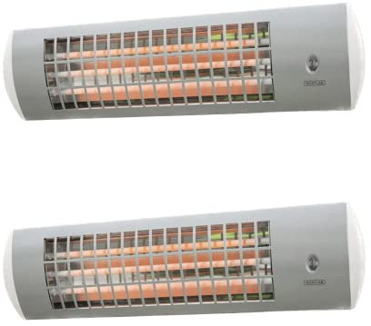 Heatlab 1.8kW Quartz Bulb Wall Mounted Patio Heater with Three Settings in White Pack of 2