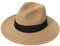 Lanzom Chapeau de plage Fedora à large bord en paille, UPF50+, Panama pour femme, marron/noir, M (taille unique)