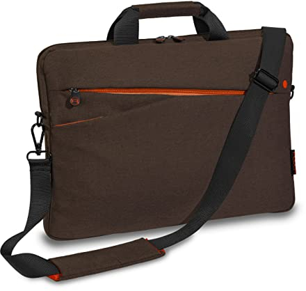 Pedea - Laptoptasche *Fashion* Notebook-Tasche bis 15,6 Zoll - Laptop Umhängetasche mit Schultergurt - Laptophülle braun - Notebooktasche für Damen & Herren