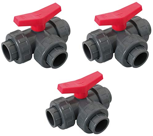well2wellness® PVC-Kugelhahn 3-Wege Klebeanschluss mit L-Bohrung 63mm - 3 Stück (200214)