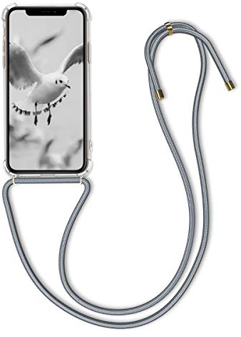 kwmobile Necklace Case kompatibel mit Apple iPhone 11 Pro Hülle - Silikon Cover mit Handykette - Band Handyhülle Transparent Grau