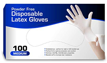Chef's Star Medium Powder Free Latex Gloves, 100 Gloves Per Box