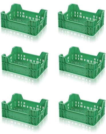 6x Gemüsekiste grün 40x30x16,5 Obstkiste * Gemüse Kiste Obst Kartoffeln 40x30x17