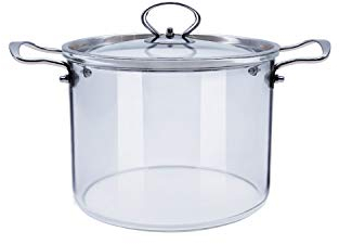 ABHOME Casserole en Verre avec Couvercle Transparent - Marmite Transparente chauffante de 2,3 L ou 5 L Marmite en Verre avec Couvercle pour Soupe Salade de Nouilles instantanées pour bébé(2.3L)…