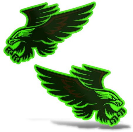 Erreinge® Adesivo Verde Fluo 50 cm Falchi SX e DX Sticker stampato per Auto Moto Parete Paraurti Computer Portatile Bagagli Biciclette