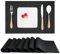 Myir JUN Tischsets Abwaschbar 8er Set, Gewebte Platzdeckchen rutschfest Abgrifffeste Hitzebeständig, Vinyl Platzsets Abwaschbar für küche Speisetisch Hotel, Platz-Matten30x43.5cm (Schwarz)