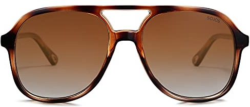 SOJOS Sonnenbrille Herren Damen Retro, Vintage Polarisiert Verspiegelt Groß Eckig 70er Jahre Rechteckig Unisex UV400 Schutz Brille SJ2174, Braun Schildpatt/Braun