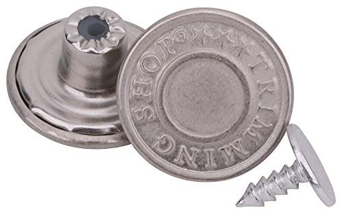 Trimming Shop Jeansknopf-Hammer auf 14 mm Messing Reißzwecken mit Aluminium-Nadel für Bekleidungsreparatur, Jeans, Denims, Röcke, Jacken (Silber, 100 Stück)